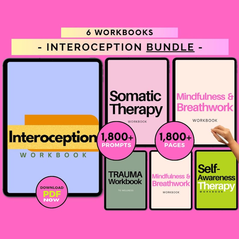 Interoception Workbook Bundle, Zone of Regulation, Zones of Regulation, Regulation Autism, Nervous System, Nervous Regulation, Self Regulation, Self Activities, Sensory Regulation, Sensory Processing, Sensory Notebook, Trauma Healing, Trauma Body Scan