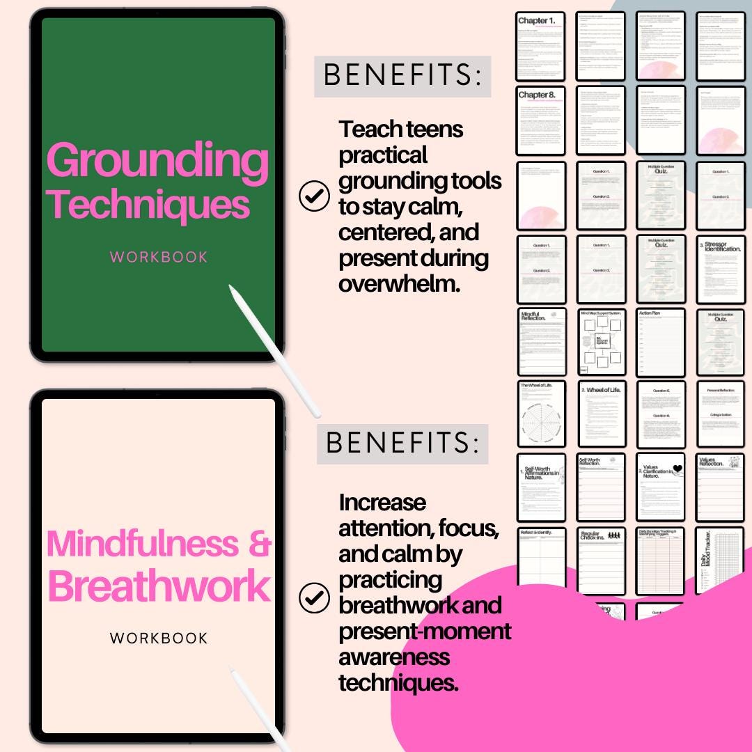 CBT Worksheets for Teens Workbook Bundle: Anxiety & Stress Coping ...