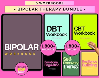 Bipolar Therapy Workbook Bundle: Worksheets & Mood Tracker Journal (Digital Download)