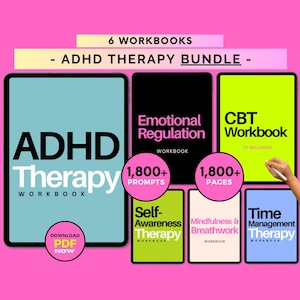 ADHD Therapy Workbook Bundle, ADHD Worksheet Goals, ADHD Worksheets Adult, Adhd Printable Plan, Adhd Goodnotes, Adhd Printables