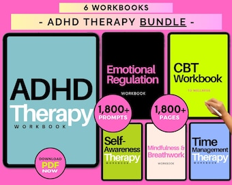 ADHD Therapy Workbook Bundle, ADHD Worksheet Goals, ADHD Worksheets Adult, Adhd Printable Plan, Adhd Goodnotes, Adhd Printables
