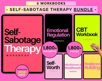 Self-Sabotage Therapy Workbook Bundle: Journal & Healing Worksheets (Digital Download)
