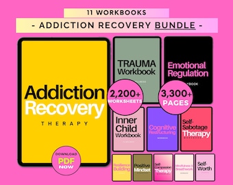 Addiction Therapy Workbook Bundle: CBT Worksheets & Recovery Plan (Digital Download)