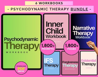 Psychodynamic Therapy Workbook & Worksheet Bundle: Trauma, ADHD, Inner Child Worksheets (Digital Download)