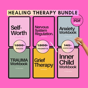 Therapy Bundle, Anxiety Workbook, Nervous System Regulation, Grief Workbook, Inner Child Workbook, Self Worth Workbook, Trauma Workbook