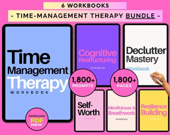 Time Management Therapy Workbook Bundle: Productivity Planners, Declutter Tools & Resilience Worksheets (Digital Download)
