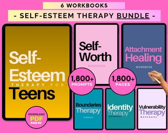 Self-Esteem Therapy for Teens Workbook Bundle: Heal Anxiety & Confidence Building Worksheets (Digital Download)