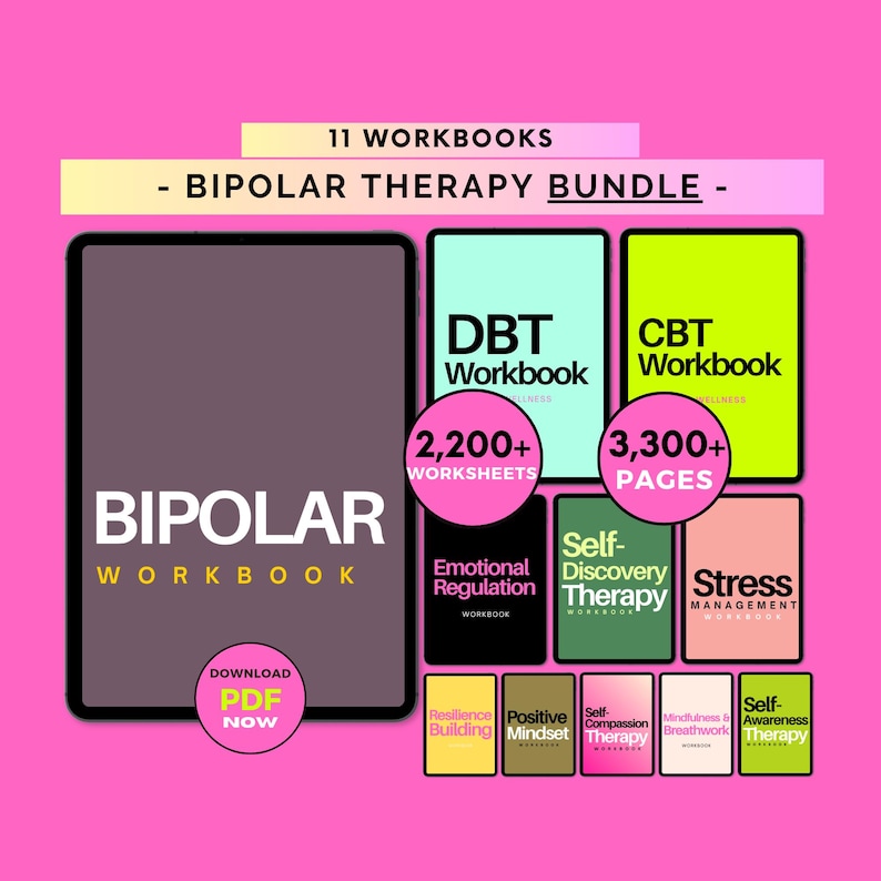 Bipolar Symptom, Bipolar Tracker, Bipolar Workbook, Bipolar Worksheets, Bipolar disorder, Bipolar Worksheet, Bipolar Journal, Bipolar Planner, Bipolar Awareness, Bipolar Planner, Bipolar Aware, Bipolar Mood, CBT Workbook
