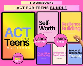 ACT Therapy Workbook Bundle for Teens, Emotional Awareness (Digital Download)