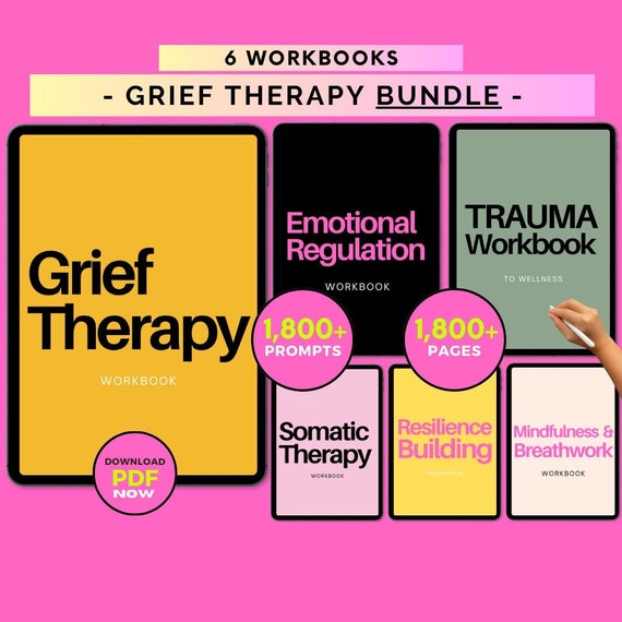 Grief Journal & Workbook Bundle: Recovery Therapy Worksheets and Healing Journal Prompts (PDF Download)