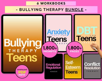 Bullying Therapy Workbook & Worksheet Bundle for Teens: Counseling + Prevention + Guided Meditations (Digital)