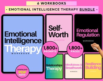 Emotional Intelligence Therapy Workbook Bundle: Awareness Worksheets, DBT Tools & Resilience Practices (Digital Download)