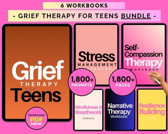 Grief Therapy Workbook & Worksheets for Teens: Counseling Journal Prompts (Digital)