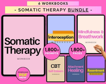 Somatic Therapy Workbook Bundle: Exercises, Coping Skills, Feelings Wheel (Digital Download)