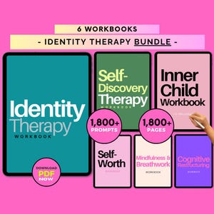 Self Identity Therapy Bundle, Identity Workbook, Self-Discovery Workbook, Self-Worth Workbook, Inner Child Cognitive Workbook, Breathwork