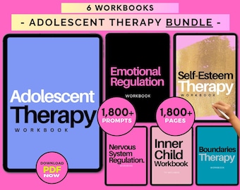 Adolescent Therapy Workbook Bundle: Teens Anxiety, Emotional Regulation (Digital Download)