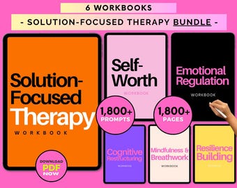 Solution Focused Therapy Workbook Bundle: Therapy Worksheets + Goal Setting + Mindfulness Tools (Digital Download)