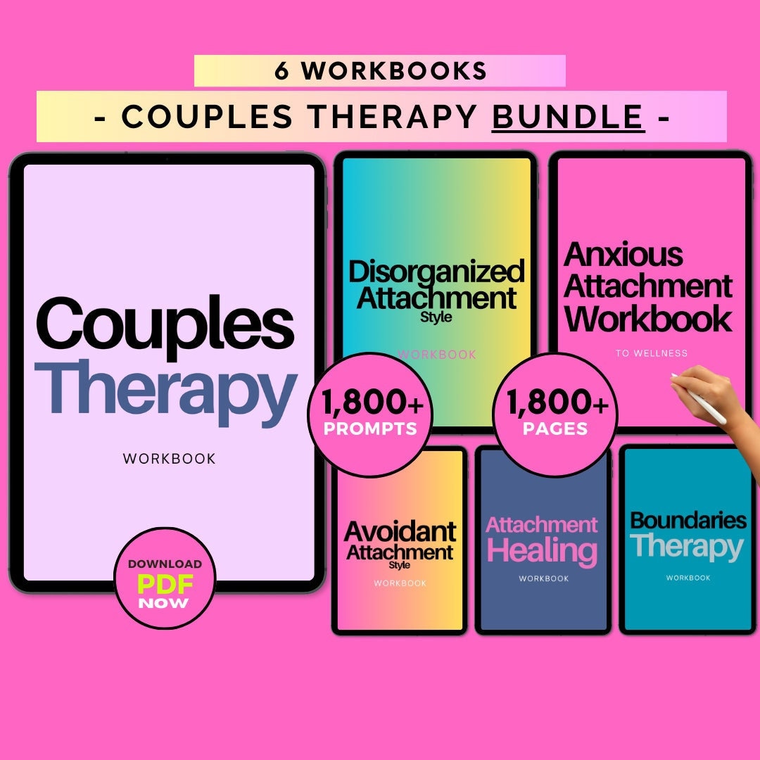 Couples Therapy Workbook Bundle, Couples Worksheet & Notebook, Digital Couples Worksheets, Relationship Journal Map Workbook and Worksheets