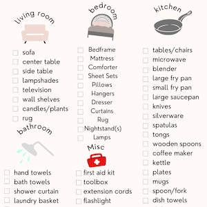 An Updated First Apartment Checklist. Everything you need to get you started in your new apartment.