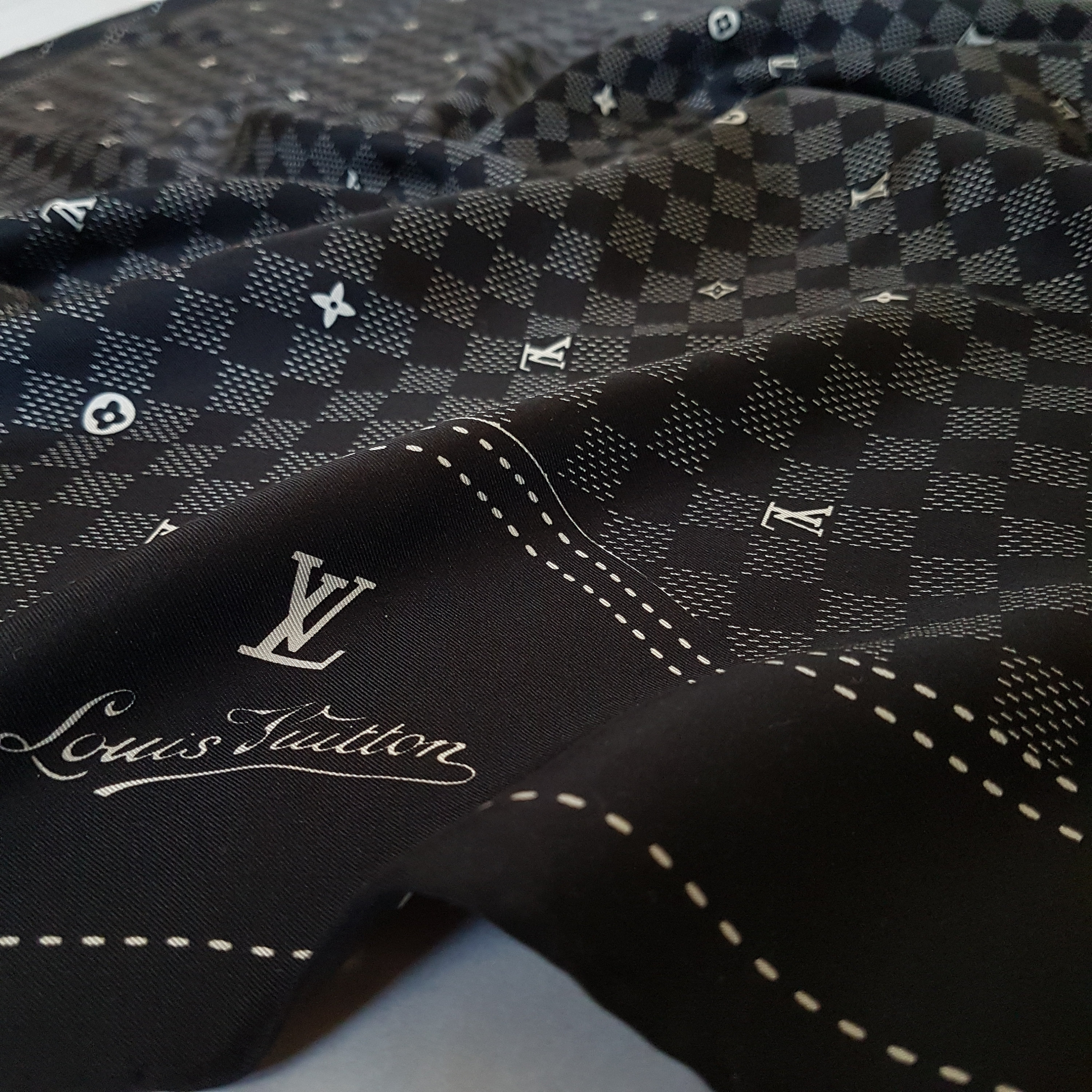 LOUIS VUITTON Wool Simply LV Scarf Black 1300296