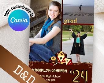 D&D Graduation Announcement 2024 DnD Senior Announcement RPG Graduation Card D and D Grad Party Invite 2024 Unique Grad Invitation Dragon