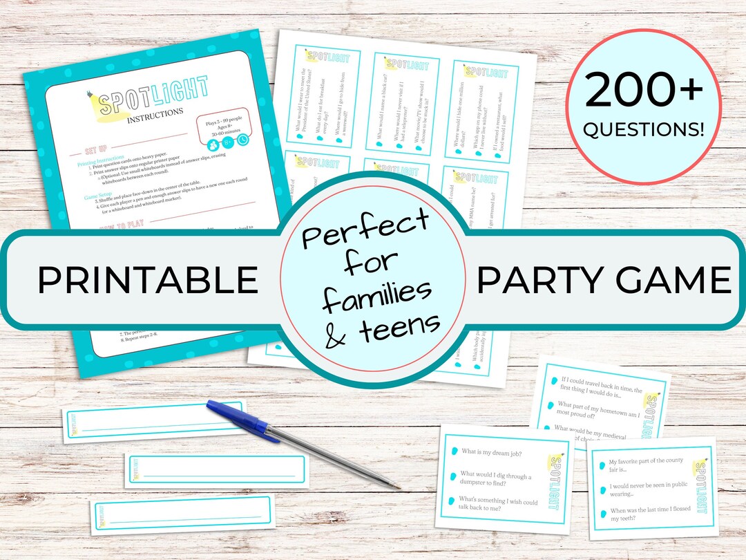 Printable Party Game for Families With Tweens &amp; Teens - Etsy