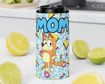 Famous Cartoon Dog Mom Blue Insulated Slim and Regular Can Cooler Gifts for Her Cute Gift Idea For Her Mum Aunt Grandma Sister