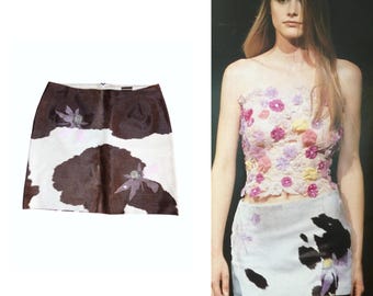 Spring Summer 1999 Versace Cowhide Skirt Runway SS 1999 by Donatella Versace
