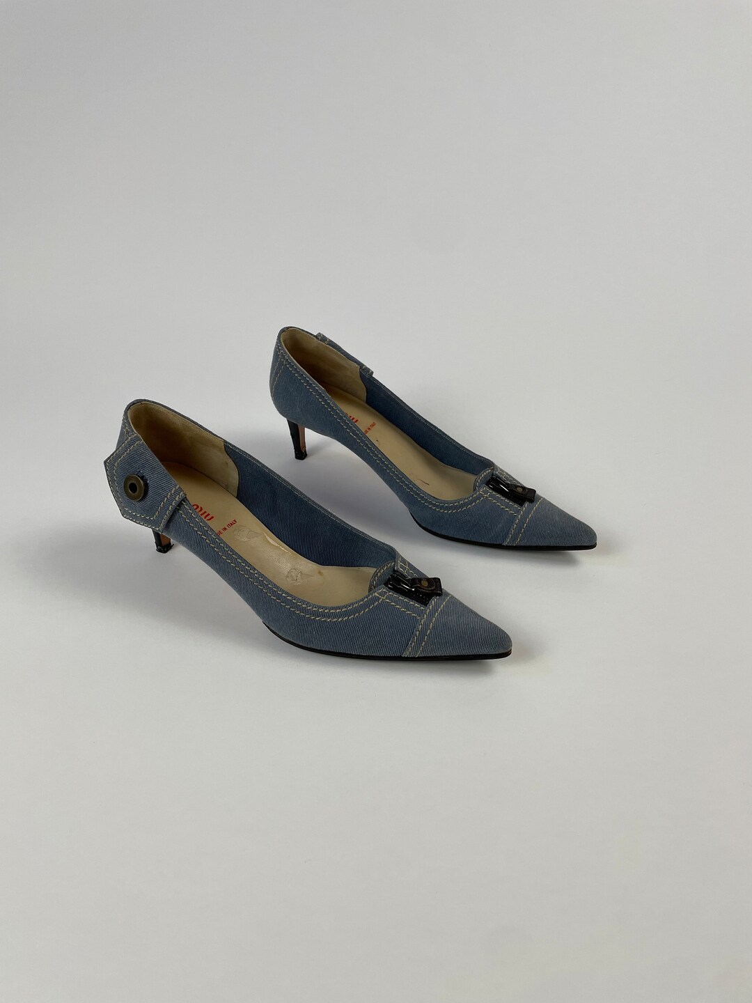 Miu Miu Heels 38. Miu Miu Denim Pumps With Zipper Detail, 90s Miu Miu