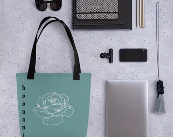 blue flower tote bag