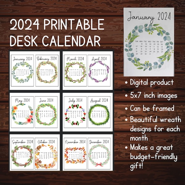 Pretty Desk Calendar Etsy
