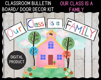 Nuestra clase es una familia- tablón de anuncios imprimible/kit de decoración de puertas- Tablón de anuncios del maestro-Decoración de puertas