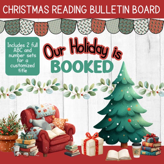 Christmas Reading Bulletin Board | "Our Holiday Is Booked" (PDF)