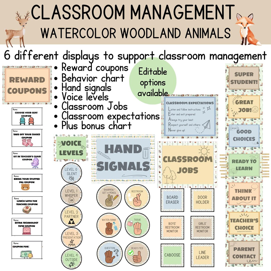 Woodland Animals Classroom Management Decor: Expectations, Clip Chart ...