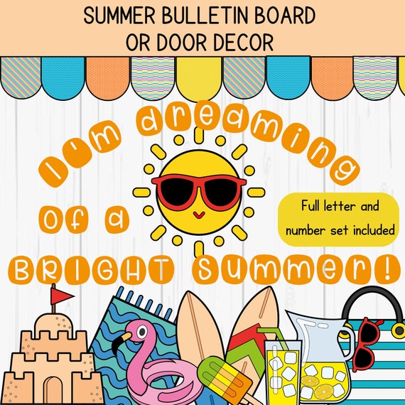Hello Summer Pinnwand-Dekor-Set – Bunte Strand-Motivkarten & Rahmen Für Klassenzimmer, Büro Oder Party