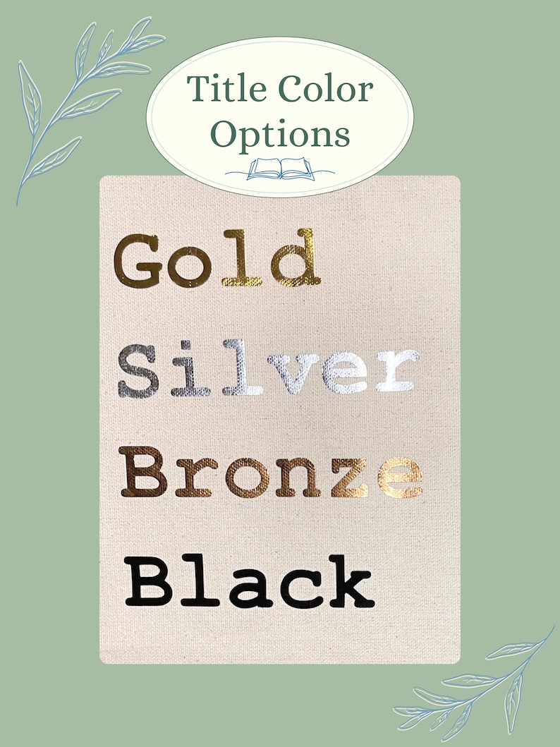 K&ouml;nnte beinhalten: Ein Hintergrund mit Leinwandstruktur zeigt Titelfarbenoptionen in Gold, Silber, Bronze und Schwarz. Der Text "Titelfarbenoptionen" befindet sich in einem wei&szlig;en Oval oben. Der Hintergrund ist hellbeige, mit einem hellgr&uuml;nen Hintergrund.