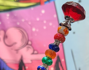 Pretty and Charming Rainbow-Colored Garden/Plant Steak with Charms