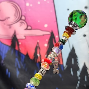 Beautiful Rainbow-Colored Garden/Plant Stake with Charms