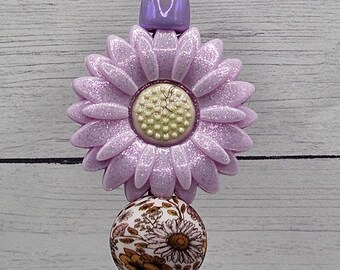 Pretty Purple Flower Spring Ballpoint Pen with Refillable Ink
