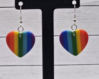 Rainbow Heart Acrylic Dangle Earrings