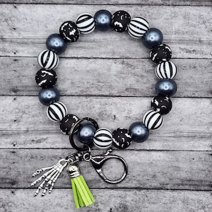Black and White Halloween Beaded Wristlet
