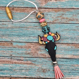 Pretty Western Cow Skull Car/Rearview Mirror Charm