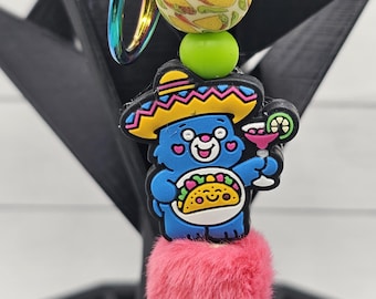 Cute Blue Taco Bear Keychain/Bag Clip