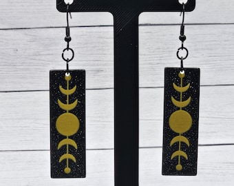 Sparkly Acrylic Celestial Moon Dangle Earrings