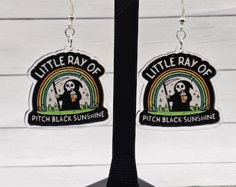 Little Ray of Pitch Black Sunshine Acrylic Dangle Earrings