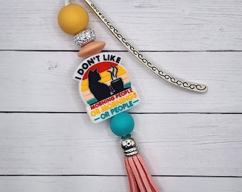 Cute Cat Coffee Beaded Bookmark