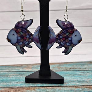 Colorful Rainbow  Fish Acrylic Dangle Earrings