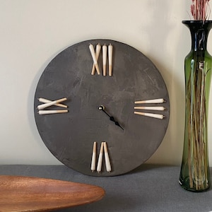 Timepiece - 14&quot; Concrete Overlay Clock with Joints as Roman Numerals