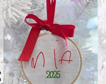 Handschrift geborduurd ornament • Aangepast handtekeningornament • Gepersonaliseerd aandenken