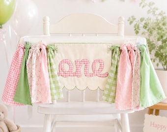 Geborduurde verjaardagsbanner kinderstoeldecoratie